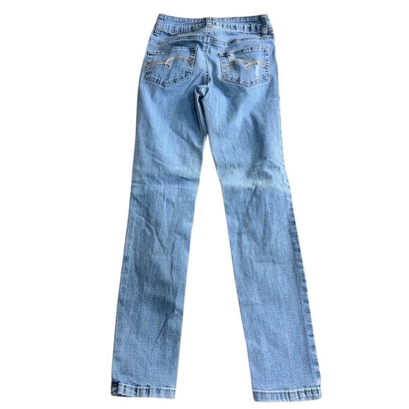 Girl's Justice Light Wash Jeans Sz 10 Slim #Happy LOL Stretch Denim Bottoms - Picture 5 of 6